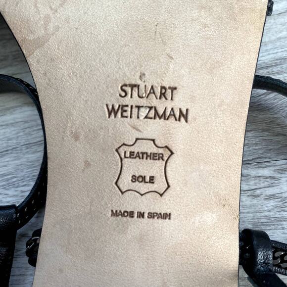 Stuart Weitzman Black Sandals with Chain straps Size 6 Block Heel - Picture 10 of 12